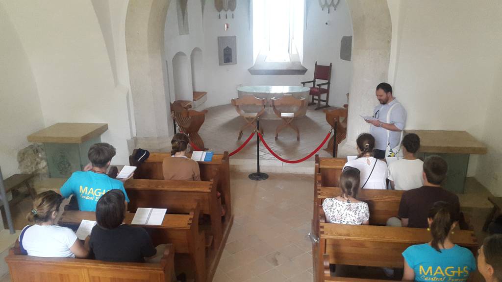 Day 2: Praying in the medieval chapel of castle Diósgyőr (photo by Alexandra Ryzhkova)